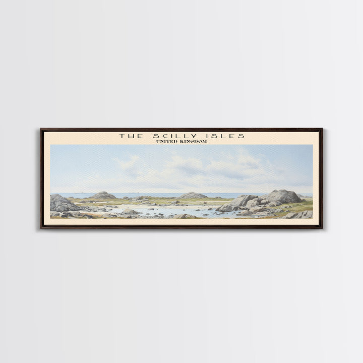 The Scilly Isles COUNTRY | Framed Travel Poster Canvas Print | Trendy Wall Art | Watercolor Painting | Living Room Art | Unique Art