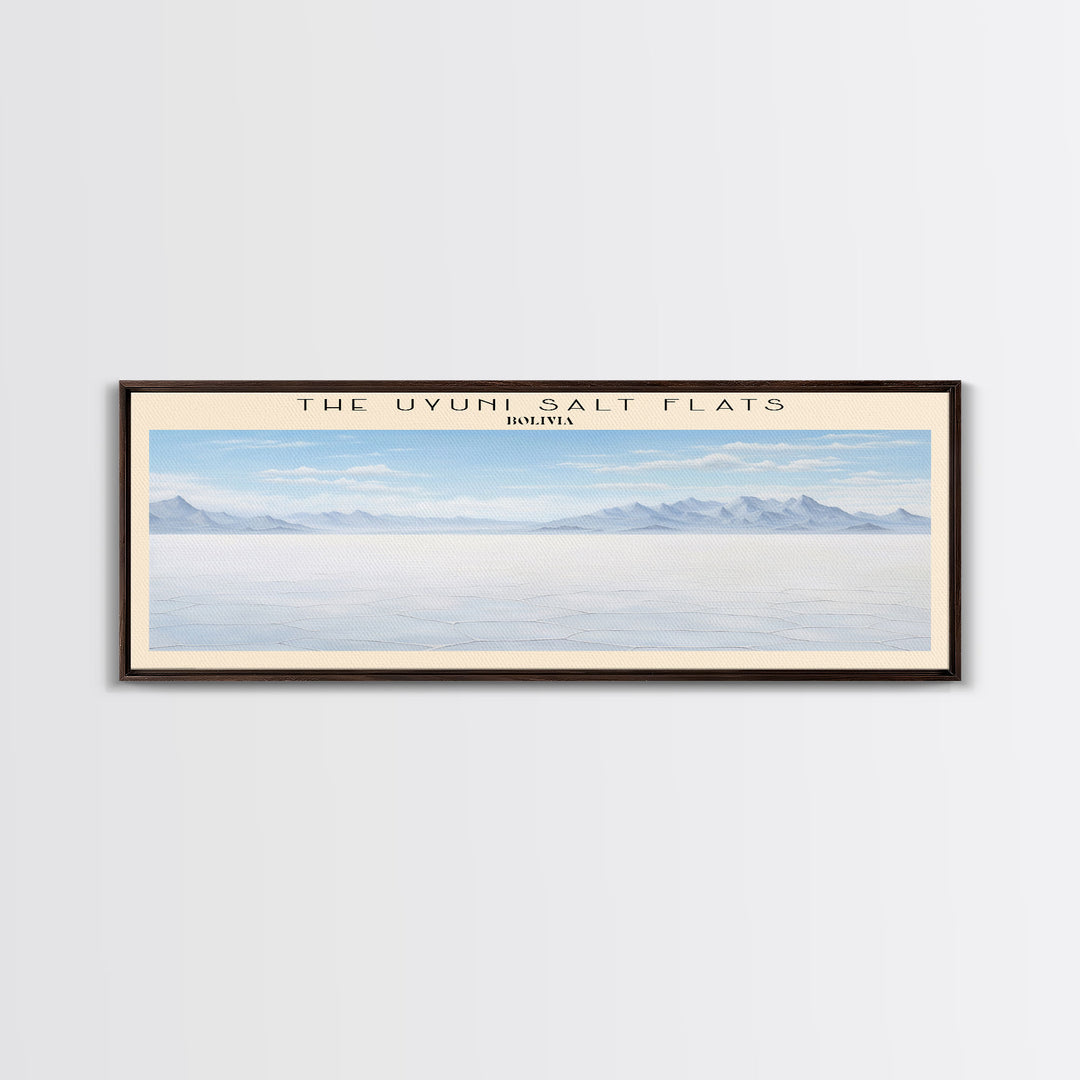 The Uyuni Salt Flats COUNTRY | Framed Travel Poster Canvas Print | Trendy Wall Art | Watercolor Painting | Living Room Art | Unique Art