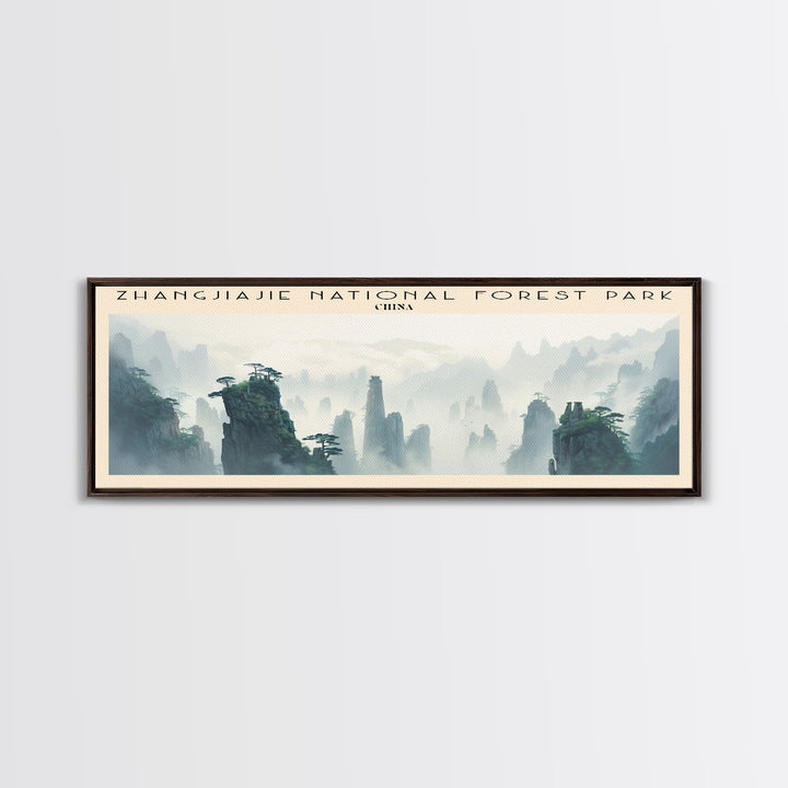 Zhangjiajie National Forest Park COUNTRY | Framed Travel Poster Canvas Print | Trendy Wall Art | Watercolor Painting | Living Room Art | Unique Art