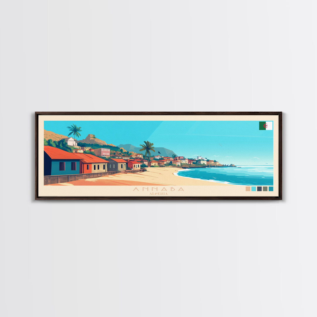 Annaba, Algeria Travel Poster Panoramic Canvas Print, Annaba, Algeria Painting, Algeria Art, Annaba Travel Art, Guest Room Painting