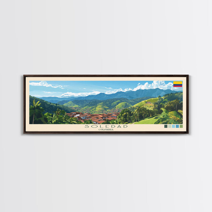 Soledad, Colombia Travel Poster Panoramic Canvas Print, Soledad, Colombia Painting, Colombia Art, Soledad Travel Art, Guest Room Painting