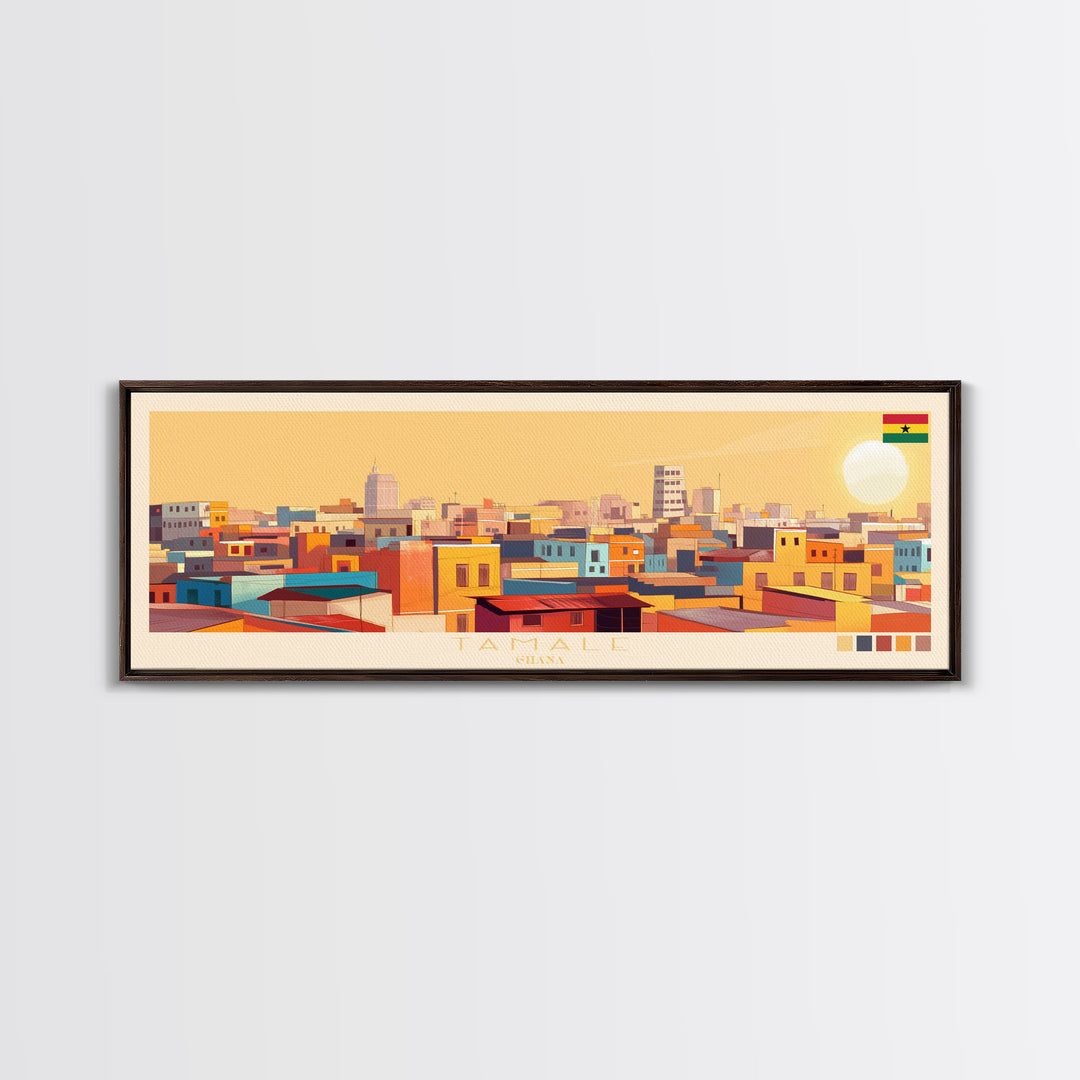 Tamale, Ghana Panoramic Travel Poster Canvas Print, Tamale, Ghana Painting, Ghana Art, Tamale Travel Art, Guest Room Painting