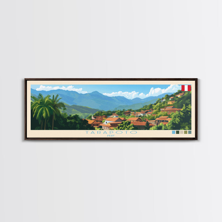 Tarapoto, Peru Panoramic Travel Poster Canvas Print, Tarapoto, Peru Painting, Peru Art, Tarapoto Travel Art, Guest Room Painting