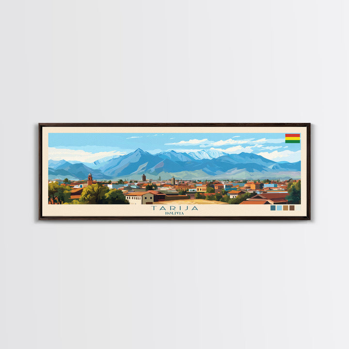 Tarija, Bolivia Panoramic Travel Poster Canvas Print, Tarija, Bolivia Painting, Bolivia Art, Tarija Travel Art, Living Room Painting