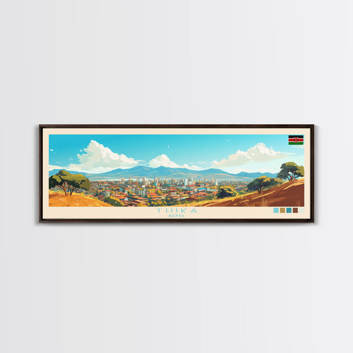 Thika, Kenya Panoramic Travel Poster Canvas Print, Thika, Kenya Painting, Kenya Art, Thika Panoramic Travel Art, Travel Painting