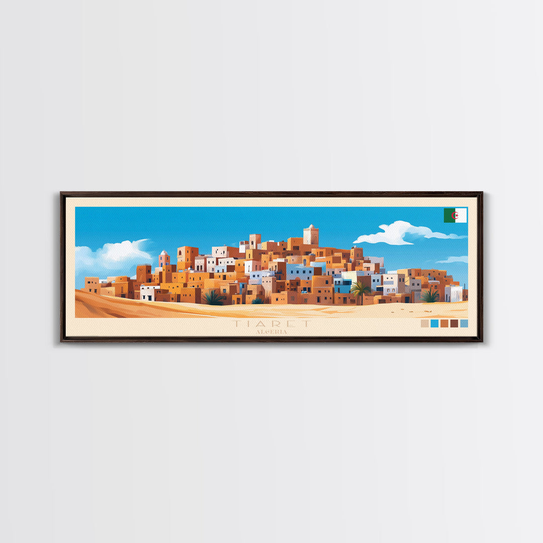 Tiaret, Algeria Panoramic Travel Poster Canvas Print, Tiaret, Algeria Painting, Algeria Art, Tiaret Panoramic Travel Art, Travel Painting