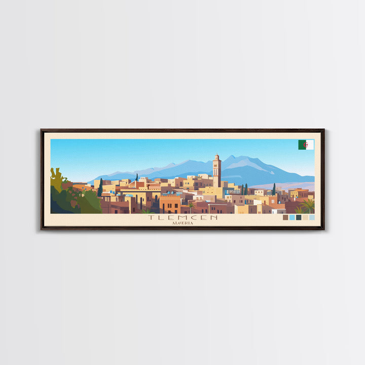 Tlemcen, Algeria Panoramic Travel Poster Canvas Print, Tlemcen, Algeria Painting, Algeria Art, Tlemcen Travel Art, Guest Room Painting