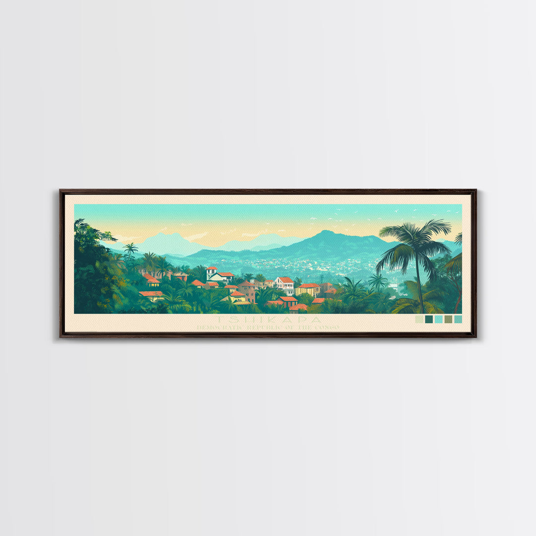 Tshikapa, Congo Travel Poster Panoramic Canvas Print, Tshikapa, Congo Painting, Congo Art, Tshikapa Travel Art, Guest Room Painting