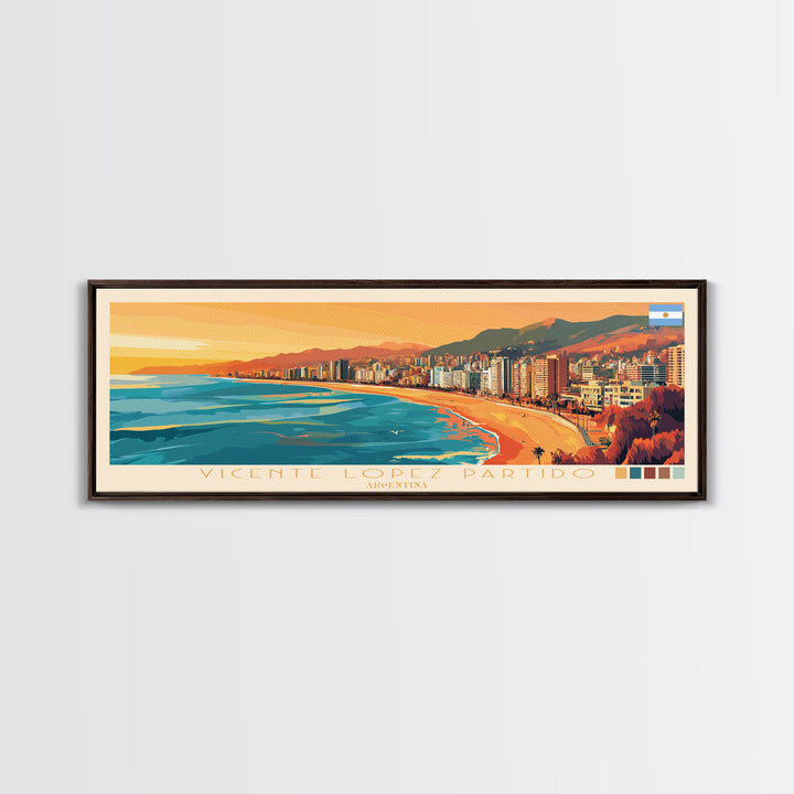 Vicente Lopez Partido, Argentina Panoramic Travel Poster Canvas Print, Vicente Lopez Partido, Argentina Painting, Argentina Art, Vicente Lopez Partido Travel Art, Living Room Painting