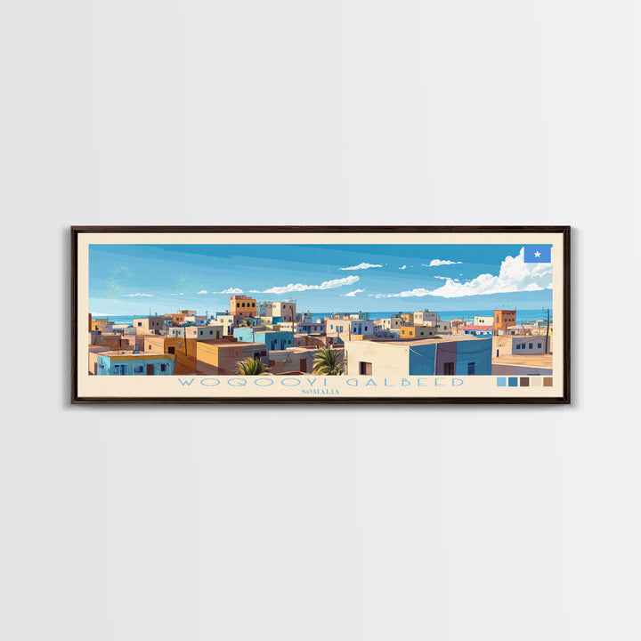 Woqooyi Galbeed, Somalia Panoramic Travel Poster Canvas Print, Woqooyi Galbeed, Somalia Painting, Somalia Art, Woqooyi Galbeed Panoramic Travel Art, Travel Painting