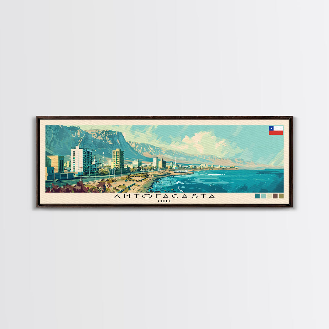 Antofagasta, Chile Panoramic Canvas Print, Antofagasta, Chile Painting, Chile Art, Antofagasta Travel Poster, Travel Art, Housewarming Gift