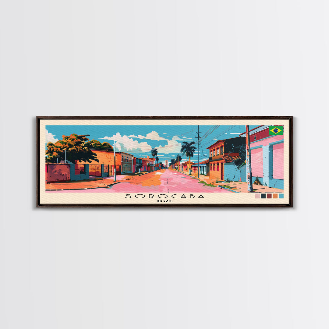 Sorocaba, Brazil Panoramic Canvas Print, Sorocaba, Brazil Painting, Brazil Art, Sorocaba Travel Poster, Travel Art, Living Room Painting