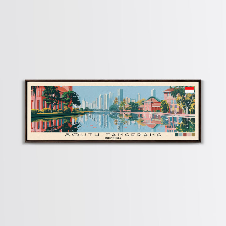 South Tangerang, Indonesia Panoramic Canvas Print, South Tangerang, Indonesia Painting, Indonesia Art, South Tangerang Travel Poster, Travel Art, Guest Room Painting