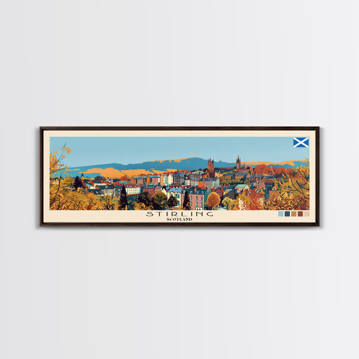 Stirling, Scotland Panoramic Canvas Print, Stirling, Scotland Painting, Scotland Art, Stirling Travel Poster, Travel Art, Living Room Painting