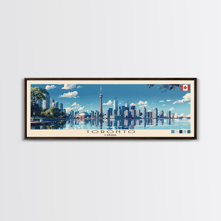 Toronto, Canada Panoramic Canvas Print, Toronto, Canada Painting, Canada Art, Toronto Travel Poster, Travel Art, Living Room Painting