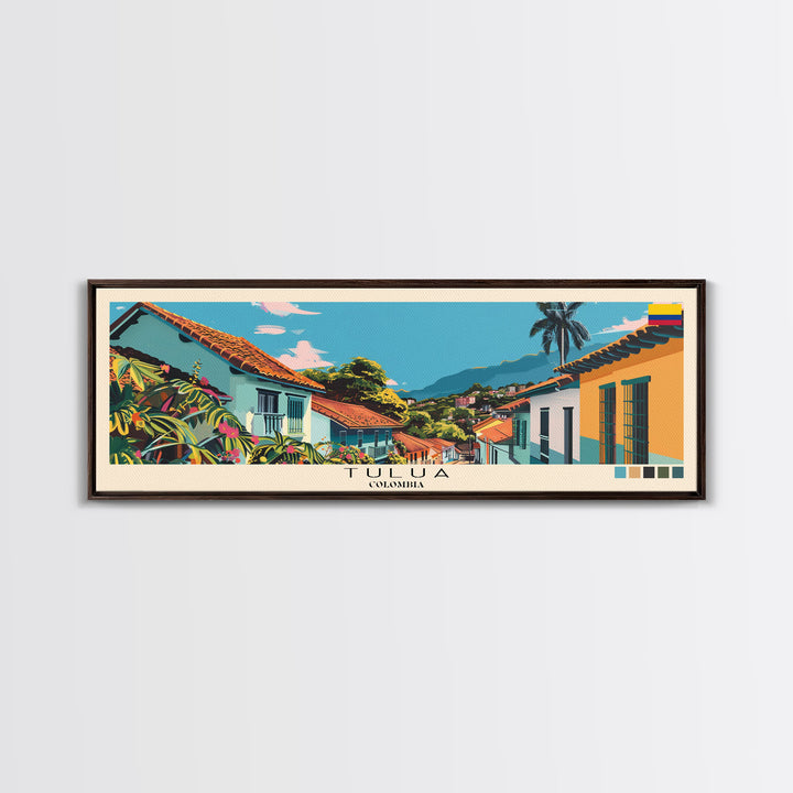 Tulua, Colombia Panoramic Canvas Print, Tulua, Colombia Painting, Colombia Art, Tulua Travel Poster, Travel Art, Living Room Painting