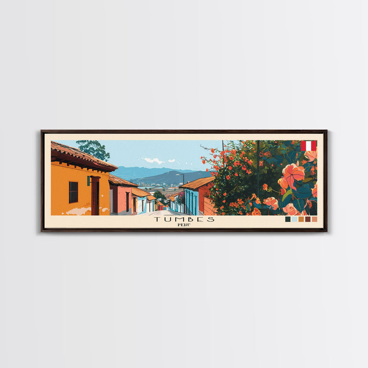 Tumbes, Peru Panoramic Canvas Print, Tumbes, Peru Painting, Peru Art, Tumbes Travel Poster, Travel Art, Guest Room Painting