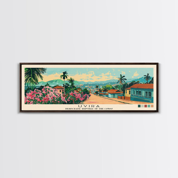 Uvira, Congo Panoramic Canvas Print, Uvira, Congo Painting, Congo Art, Uvira Travel Poster, Travel Art, Guest Room Painting