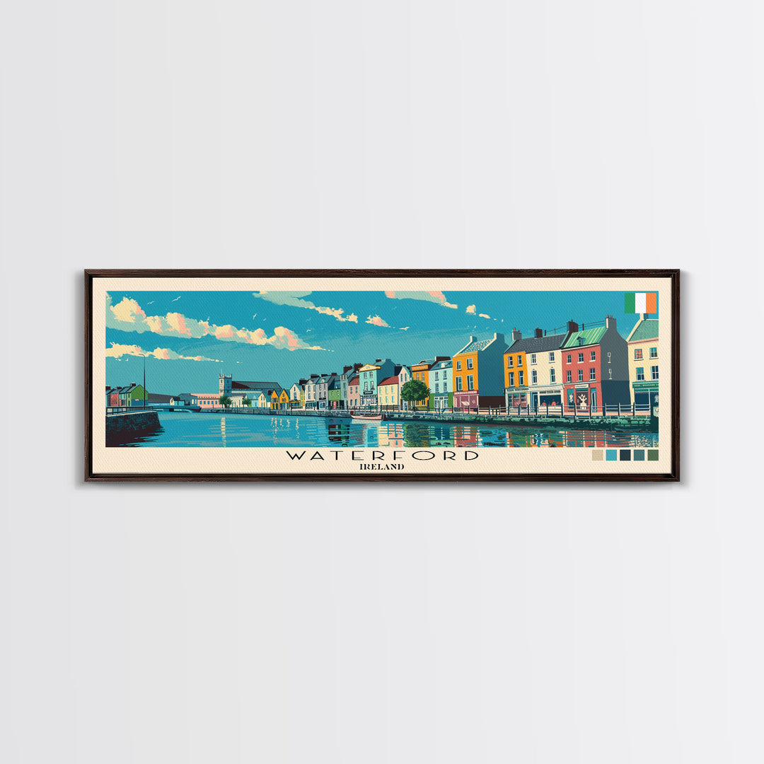 Waterford, Ireland Panoramic Canvas Print, Waterford, Ireland Painting, Ireland Art, Waterford Travel Poster, Travel Art, Housewarming Gift