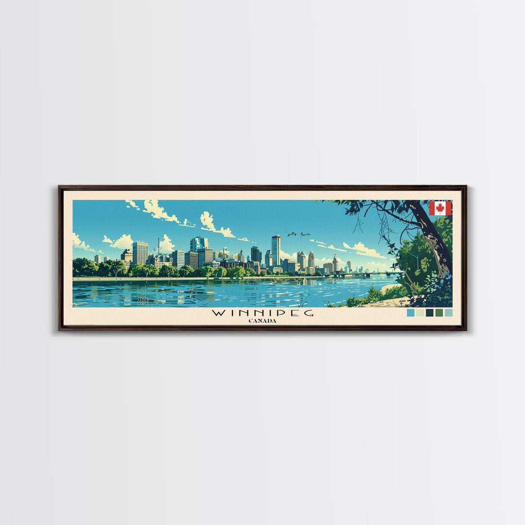 Winnipeg, Canada Panoramic Canvas Print, Winnipeg, Canada Painting, Canada Art, Winnipeg Travel Poster, Travel Art, Guest Room Painting