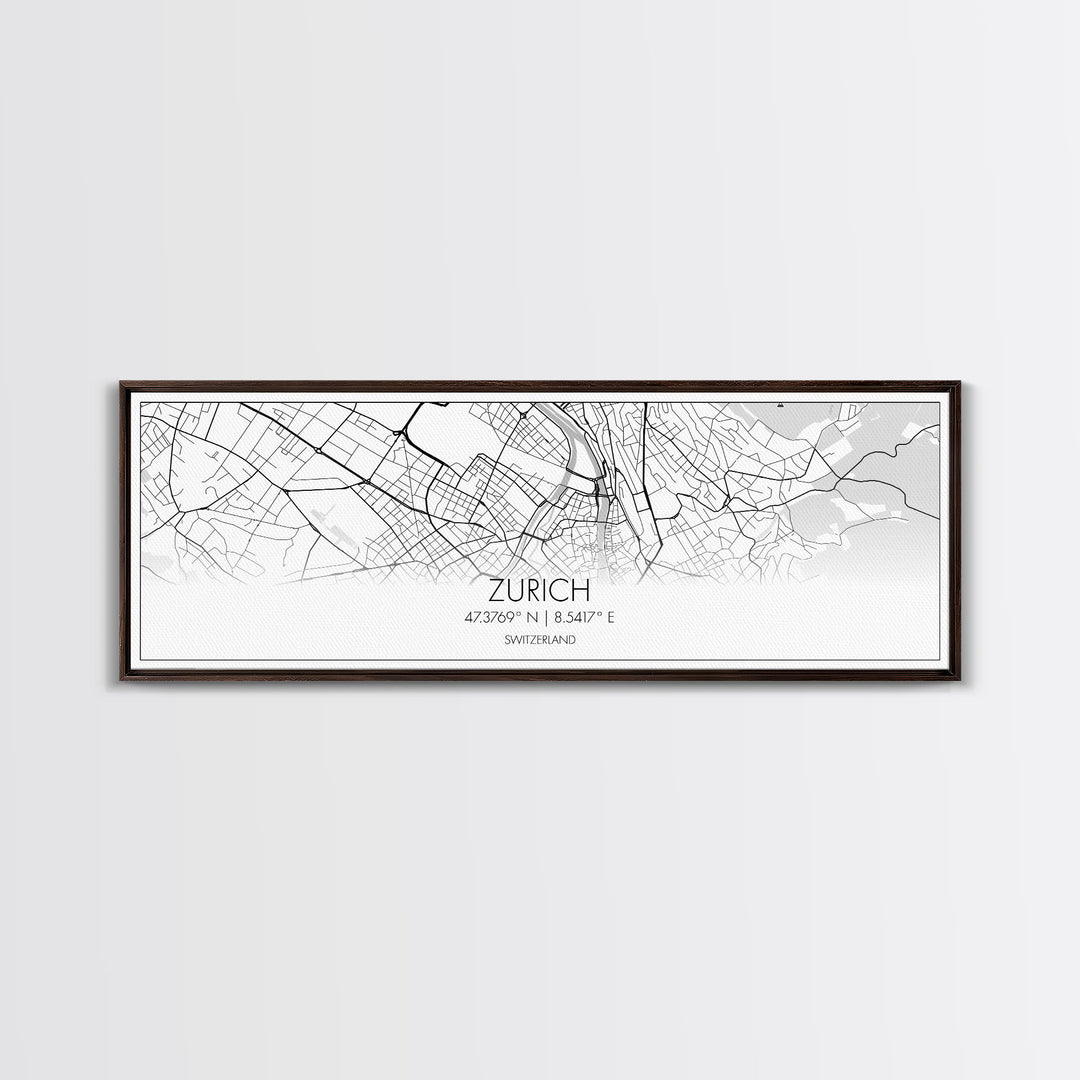 Panoramic Zurich City Map, Switzerland Art, Map Print, Minimalist Wall Art, Canvas Art, Housewarming Gift, Street Map Art, Closing Gift