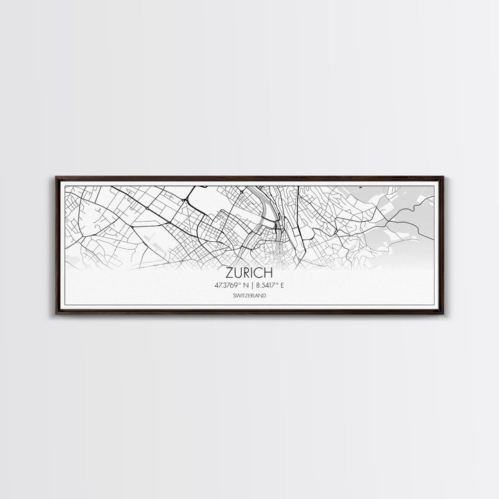 Panoramic Zurich City Map, Switzerland Art, Map Print, Minimalist Wall Art, Canvas Art, Housewarming Gift, Street Map Art, Closing Gift