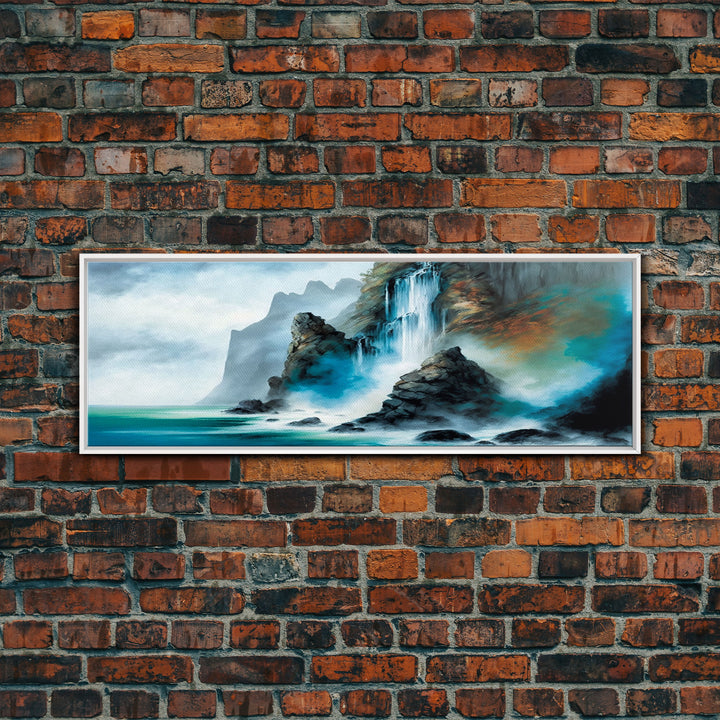 Fantasy Waterfall Canvas Print - Panoramic Landscape Painting - Perfect for Living Room and Bedroom Decor