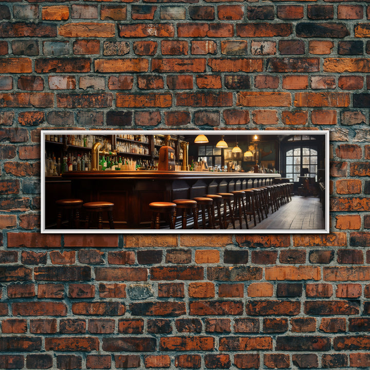 Panoramic Bar Wall Art, Vintage 19th Century Bar Wall Art, Framed Canvas Print, Bar Cart Art, Bar Wall Art, Bar Art Prints, Antique Bar Art