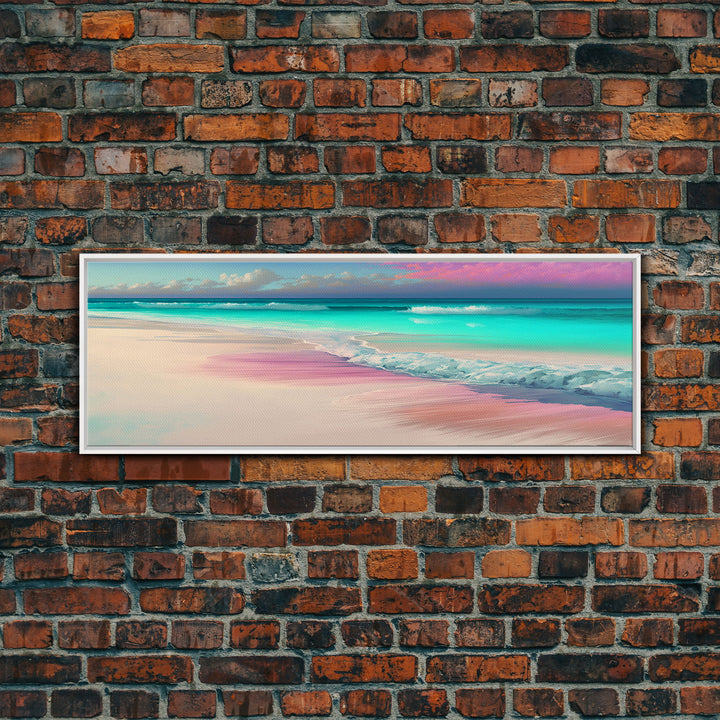 Panoramic Beach Sunset Framed Canvas Print - Perfect for Living Room, Bedroom, or Office Decor | Framed Wall Art, Blue Ocean and Sunset