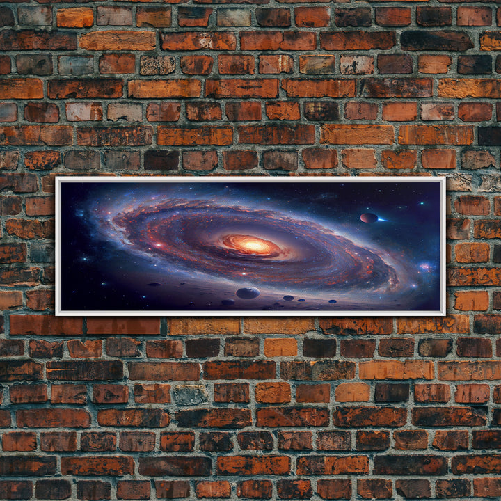 Spiral Galaxy Canvas Print, Original Astral Bodies Painting Print, Panoramic / Large Format Wall Art, Framed Art