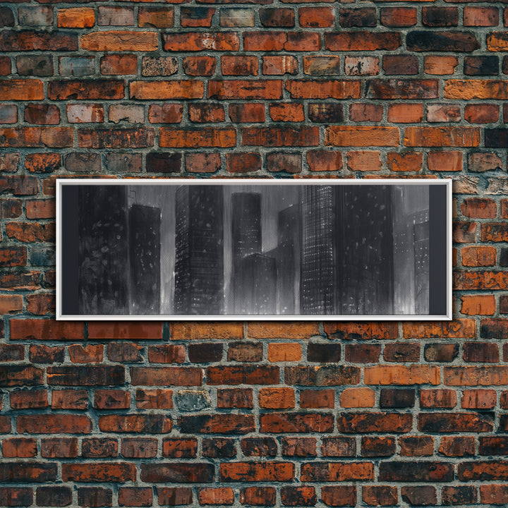 Abstract Buildings Canvas Print, Urban Art, City Art, Cityscape, Skyline, Monochromatic, Wall Decor, Panoramic, Wall Art, Canvas Print