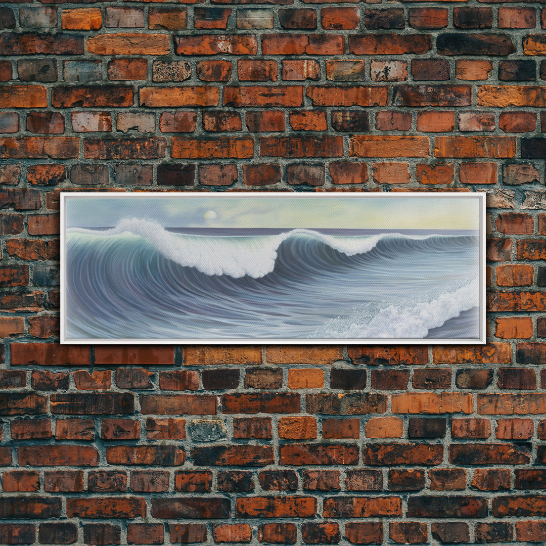 Ocean Waves Wall Art Canvas Print, Minimalist Ocean Art, Seascape Wall Decor, Green Ocean Wall Art, Panoramic, Wall Art, Canvas Print