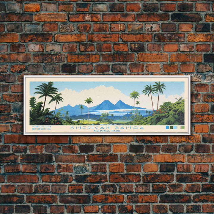 American Samoa National Park, Panoramic Samoa Travel Art, National Park Print, Minimalist Travel Art, Midcentury Modern Style Landscape