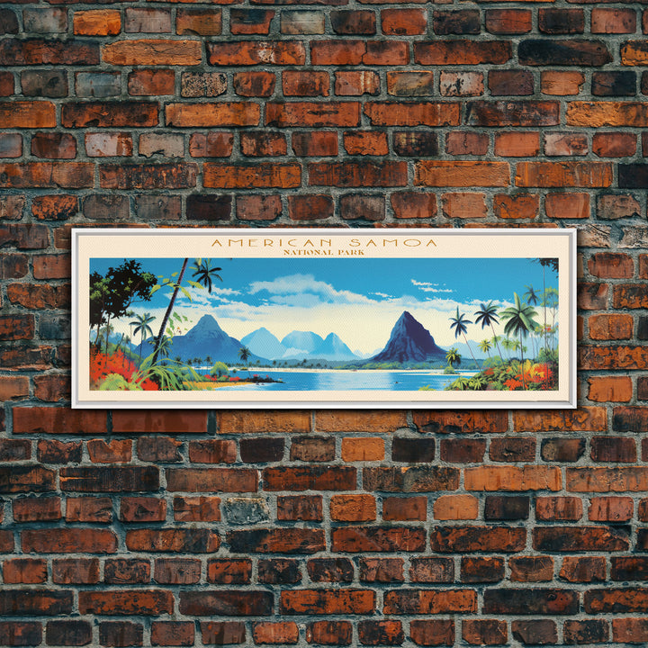 American Samoa National Park, Panoramic Samoa Travel Art, National Park Print, Minimalist Travel Art, Midcentury Modern Style Landscape