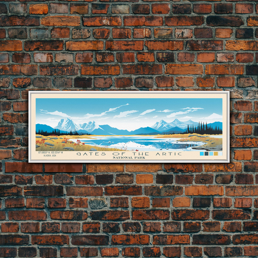 Gates Of The Arctic National Park Panoramic Alaska Travel Art, National Park Print, Minimalist Travel Art, Midcentury Modern Style Landscape