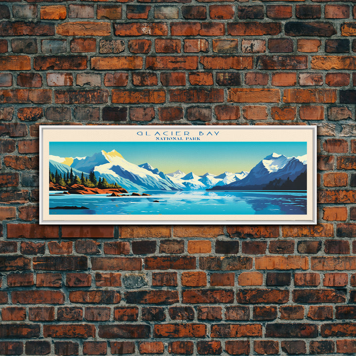 Glacier Bay National Park, Panoramic Alaska Travel Art, National Park Print, Minimalist Travel Art, Midcentury Modern Style Landscape