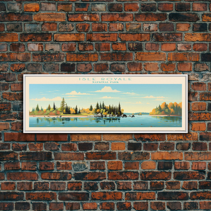 Isle Royale National Park, Panoramic Michigan Travel Art, National Park Print, Minimalist Travel Art, Midcentury Modern Style Landscape