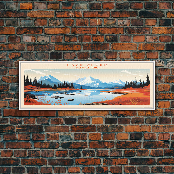 Lake Clark National Park, Panoramic Alaska Travel Art, National Park Print, Minimalist Travel Art, Midcentury Modern Style Landscape