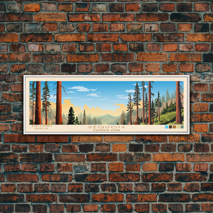 Sequoia National Park Panoramic California Travel Art, National Park Print, Minimalist Travel Art, Midcentury Modern Style Landscape