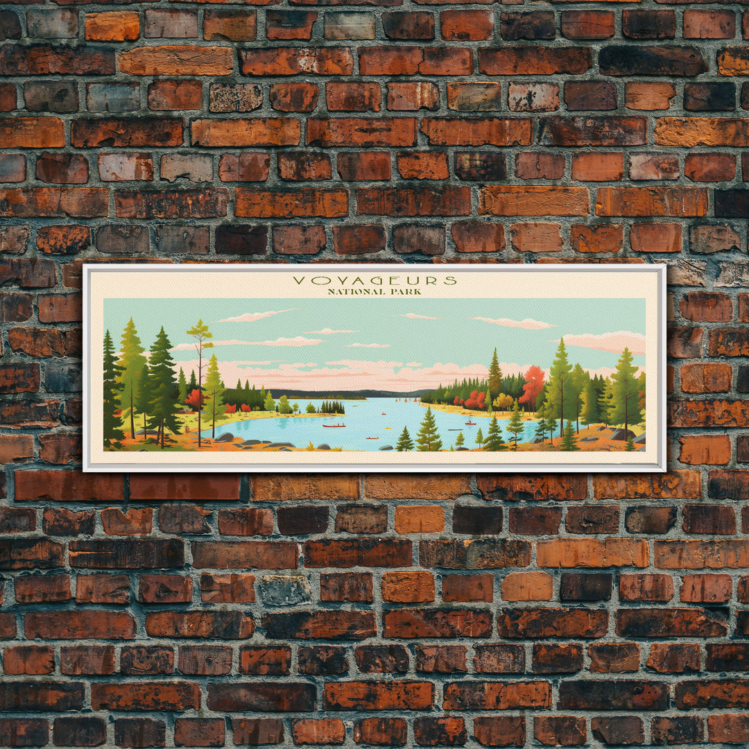 Voyageurs National Park Panoramic Minnesota Travel Art, National Park Print, Minimalist Travel Art, Midcentury Modern Style Landscape