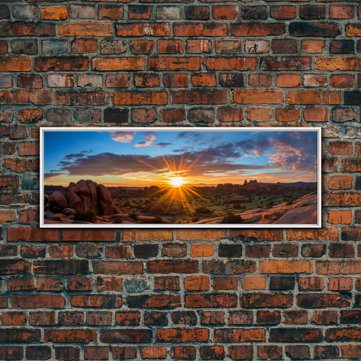 Photographic Panoramic of Arches National Park, Sunset Photography, National Park Art, Framed Canvas Print, Landscape Photography