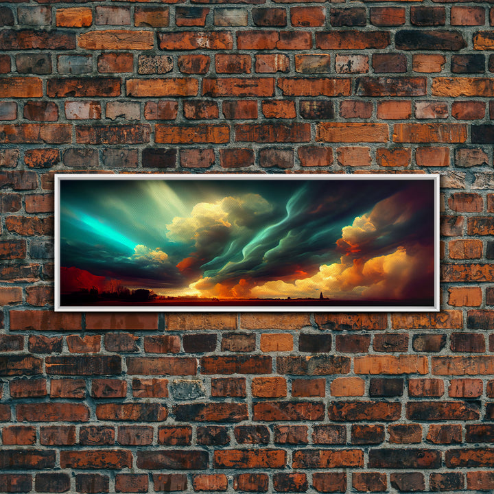 A Rain Storm, Texas Art, Framed Canvas Print, Panoramic Wall Art, Extra Large Art, Huge Wall Art, Above Couch / Sofa Living Room Art