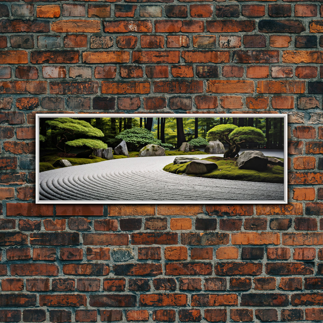 Zen Garden Art, Framed Canvas Print, Meditation Center Wall Decor, Lobby Art, Entryway Decor, Calming Meditation Art