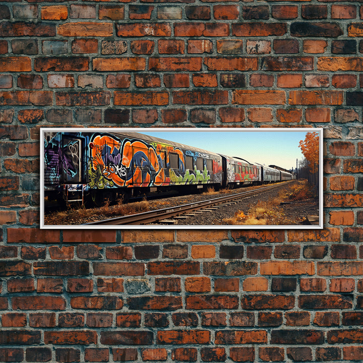 Abandoned Subway Cars, Urban Decay Graffiti Photography, Framed Canvas Print, Industrial Loft Decor, Loft Wall Art, Urban Art