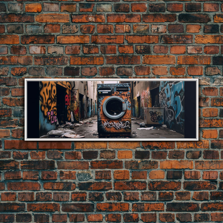 Urban Decay Graffiti Punk Wall Art, Street Art, Framed Canvas Print, Washing Machine, Limited Edition, High Quality Art, Game Room Art