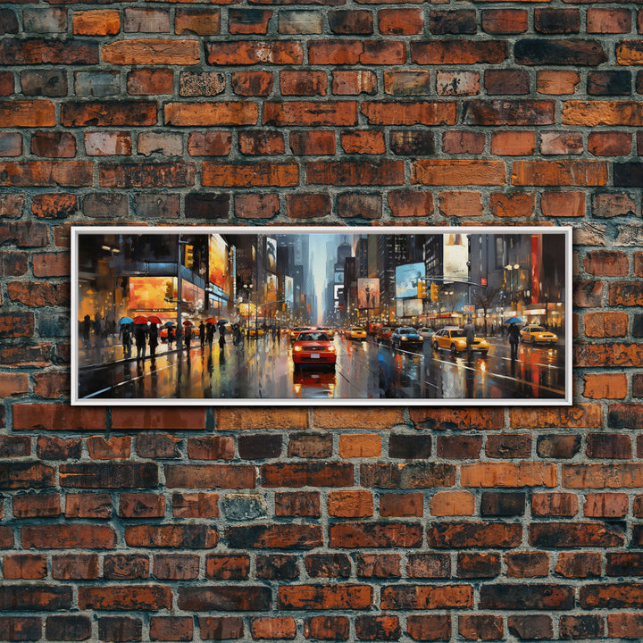 Watercolor of New York City, NYC Times Square, Framed Canvas Print, NYC Wall Art, Metropolis Decor, Cool Office Art, Dr. Office Art