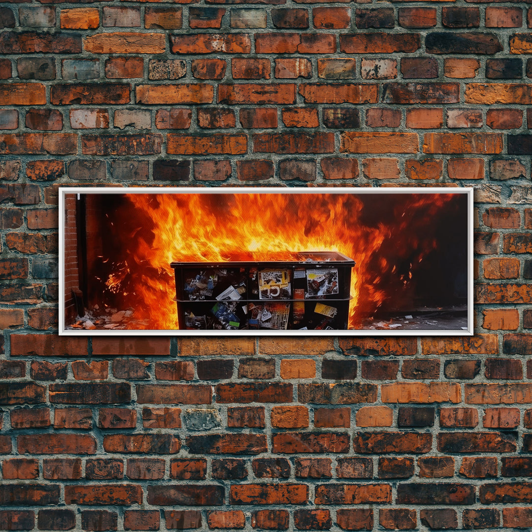 This Is Fine, It's Just A Dumpster Fire, Funny Wall Art, Framed Canvas Print