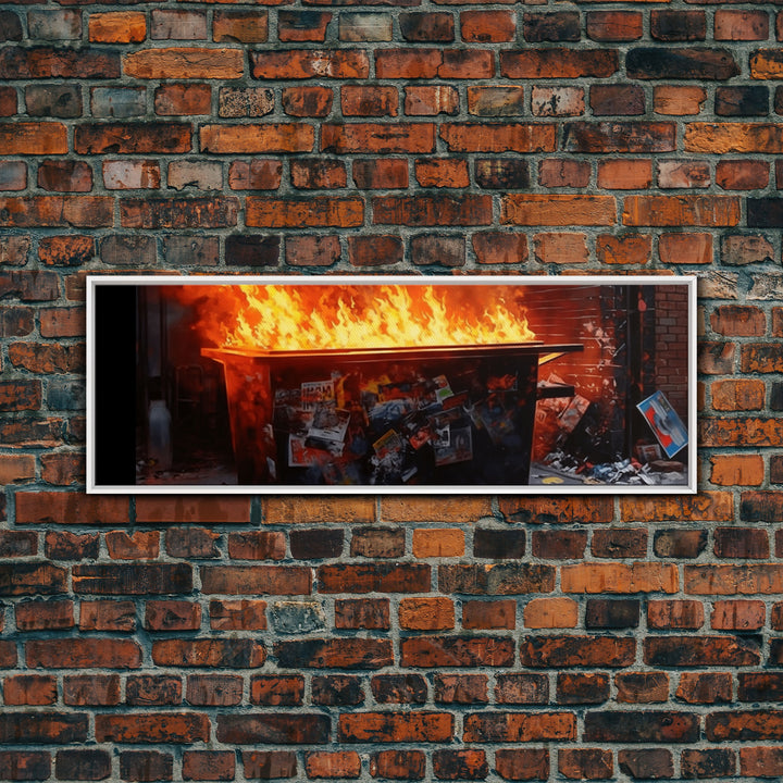 A Dumpster Fire, Canvas Wall Art, Modern Art, Urban Art, Wall Print