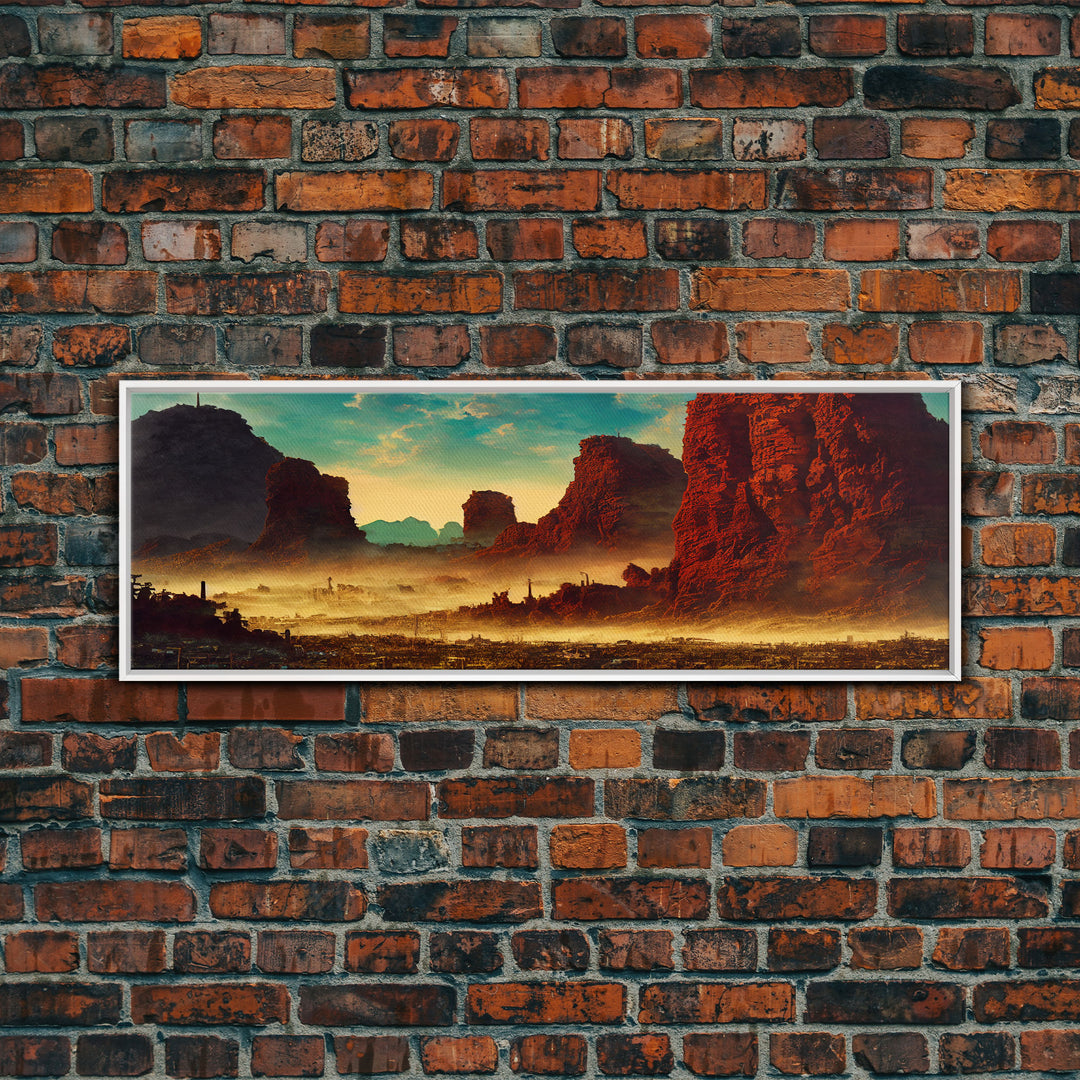 Post Apocalyptic Style Art, Mad Max Style, Extra Large Wall Art, Framed Panoramic Canvas Print, Framed Wall Decor