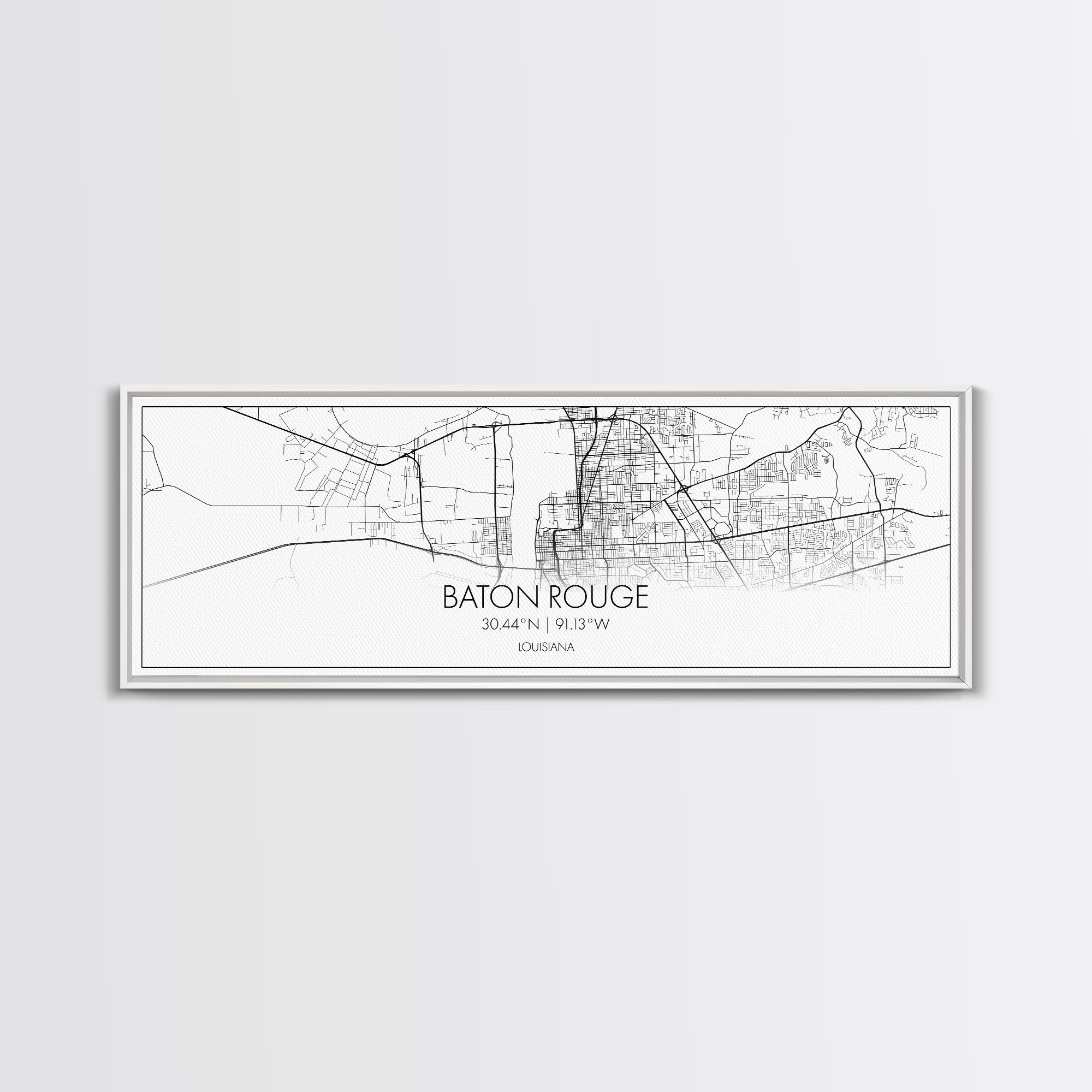 Panoramic Baton Rouge City Map, Louisiana Art, Map Print, Minimalist Wall Art, Canvas Art, Housewarming Gift, Street Map Art, Closing Gift